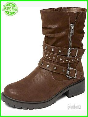 Wide Width Ankle Boots Plus Size Comfort Riding Combat Short Bootie